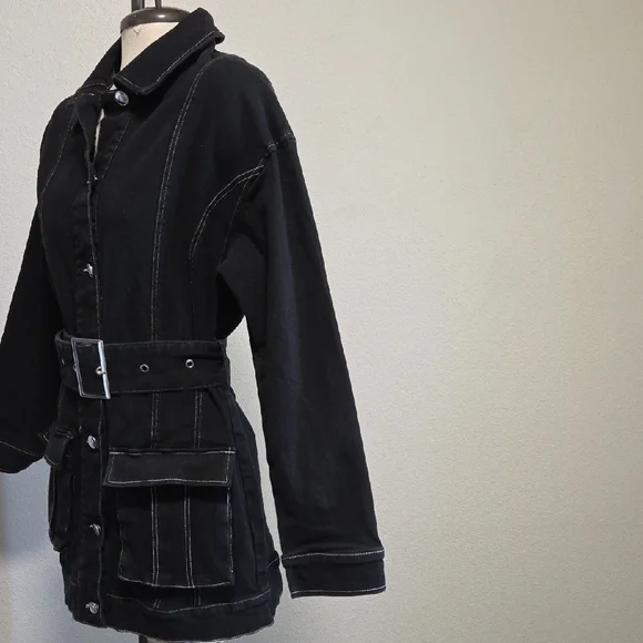 Fashion Nova Black Stretch Denim Women's Jacket - Picture 3 of 4